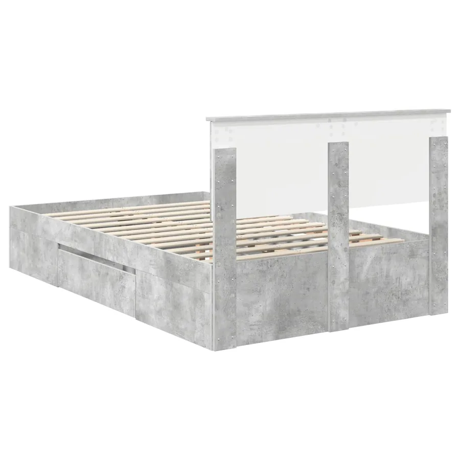 Cadre de lit Gris béton 137 x 203 cm Bois d'ingénierie - 10