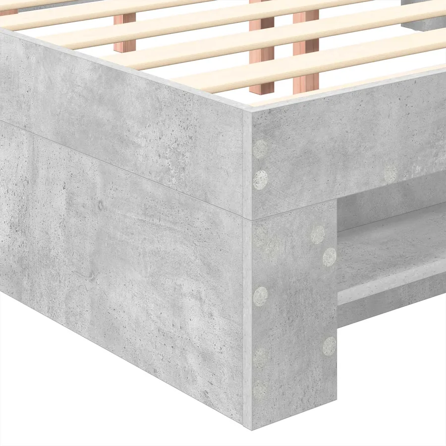 Cadre de lit Gris béton 137 x 203 cm Bois d'ingénierie - 11