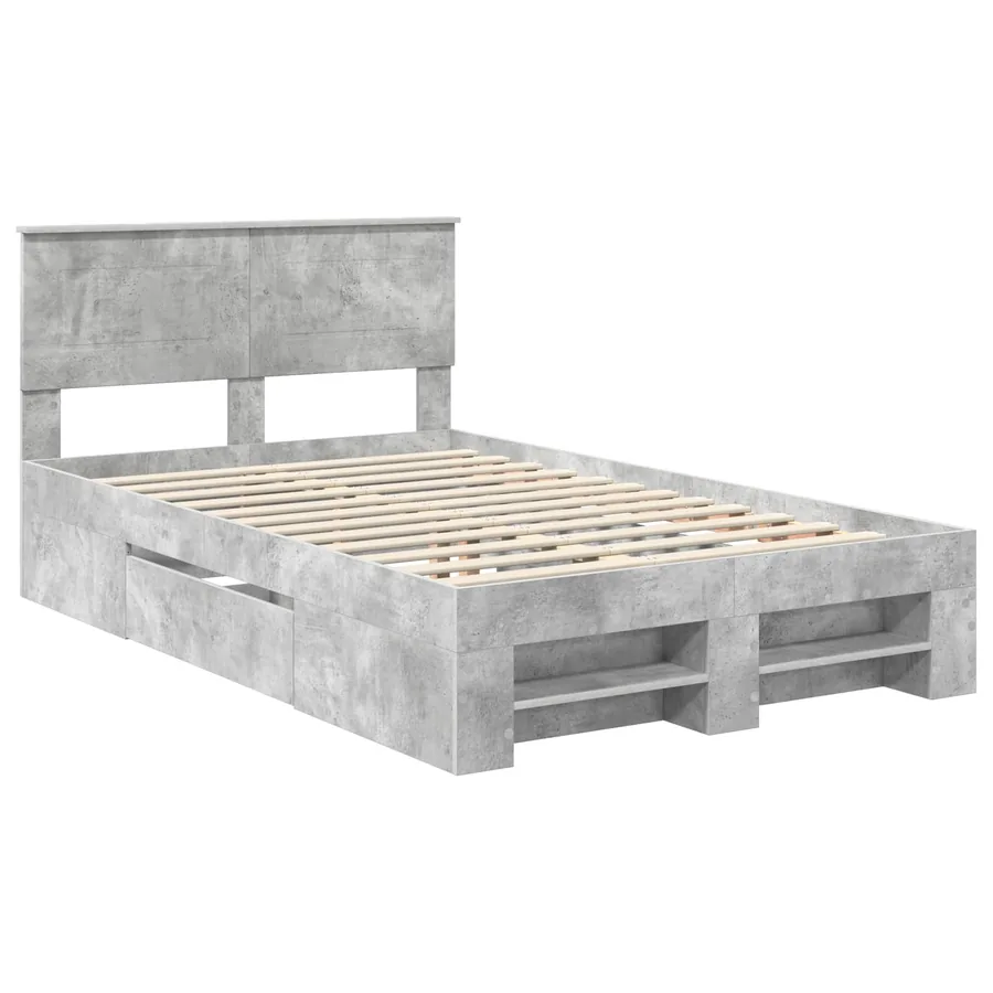 Cadre de lit Gris béton 137 x 203 cm Bois d'ingénierie - 4