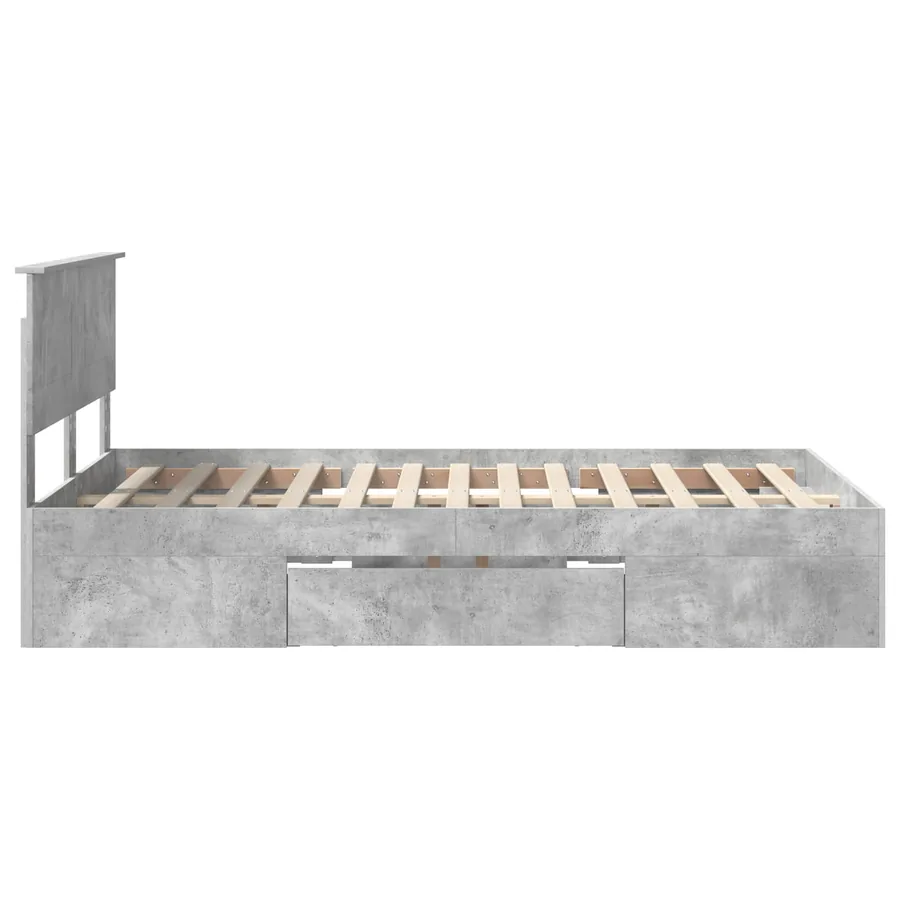 Cadre de lit Gris béton 137 x 203 cm Bois d'ingénierie - 9