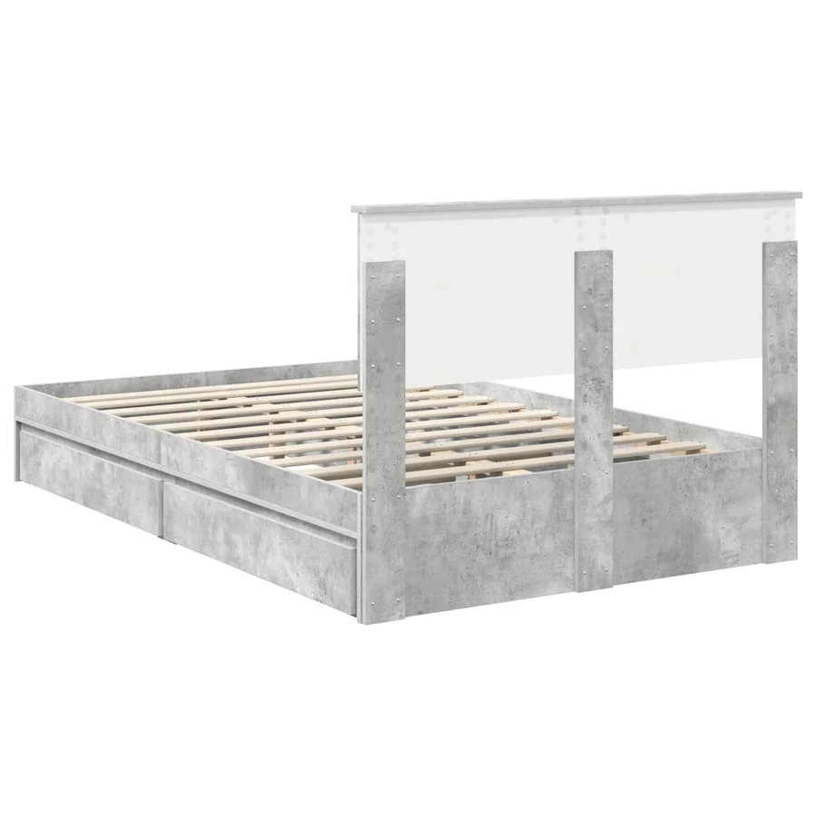 Lit de Rangement Gris béton 135 x 190 cm Bois d'ingénierie - 8