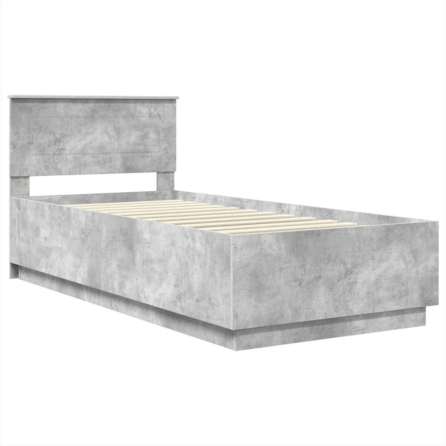 Cadre de lit Gris béton 100 x 200 cm Bois d'ingénierie - 5