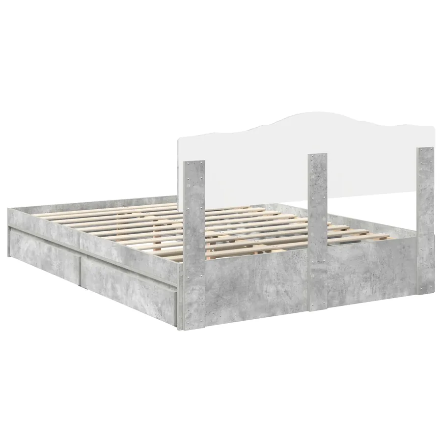 Lit de Rangement Gris béton 150 x 200 cm Bois d'ingénierie - 10