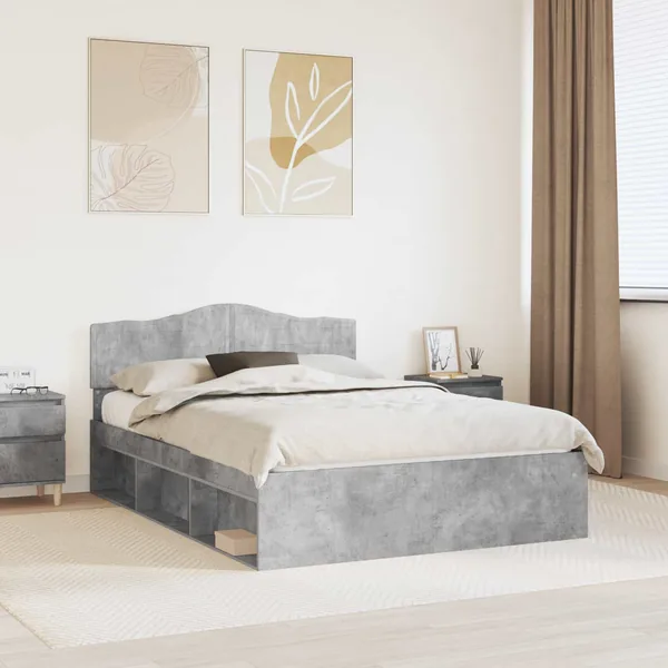 Cadre de lit Gris Béton 150 x 200 cm Bois de pin massif