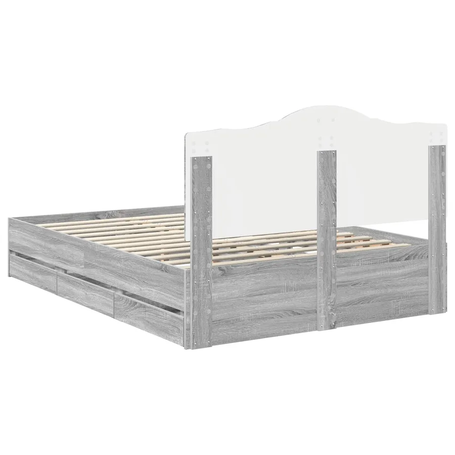Cadre de lit Sonoma gris 140 x 200 cm Bois Ingénierie - 10