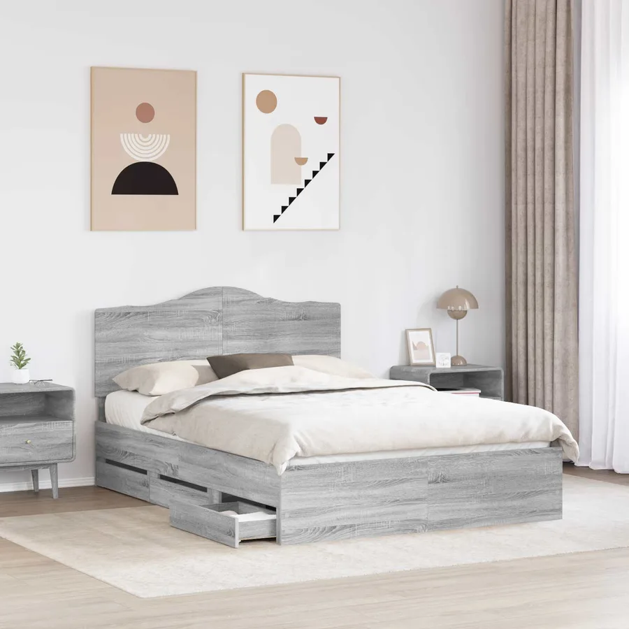 Cadre de lit Sonoma gris 140 x 200 cm Bois Ingénierie - 3