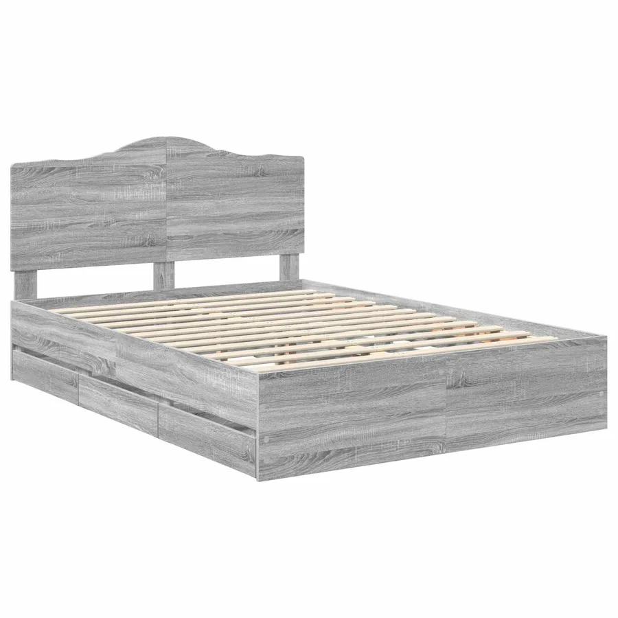 Cadre de lit Sonoma gris 140 x 200 cm Bois Ingénierie - 4
