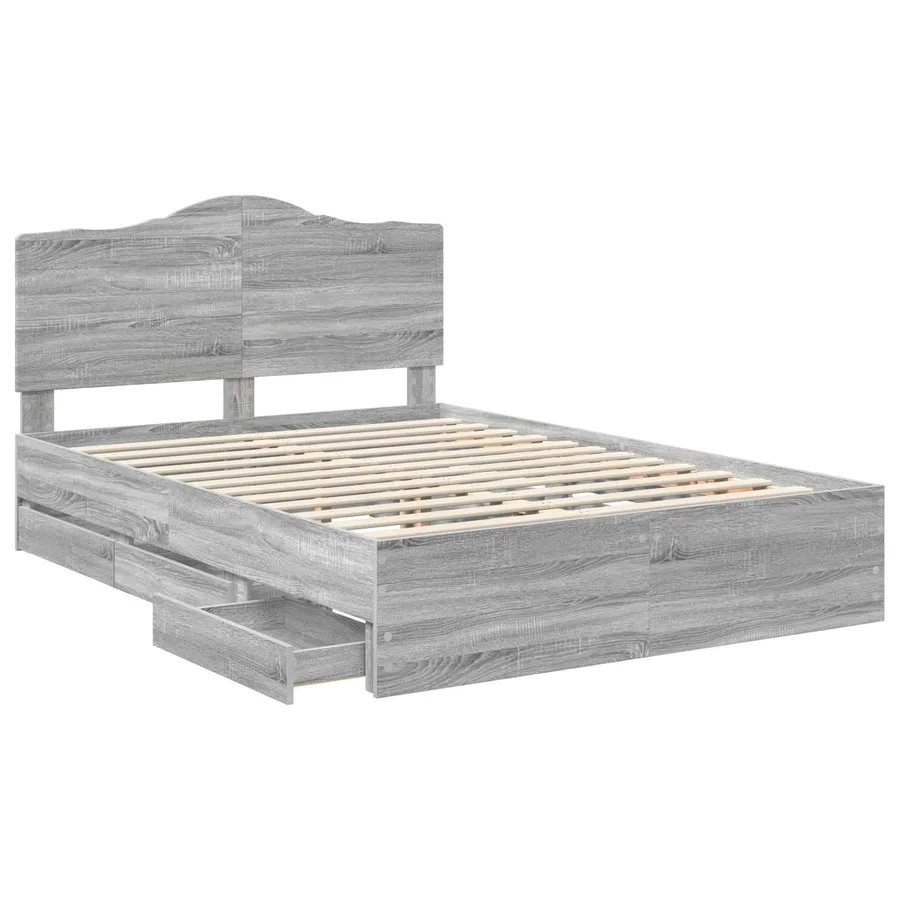 Cadre de lit Sonoma gris 140 x 200 cm Bois Ingénierie - 5