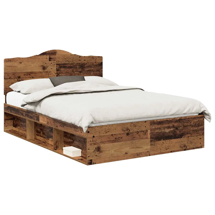 Cadre de lit Bois ancien 140 x 190 cm Pin massif - 2