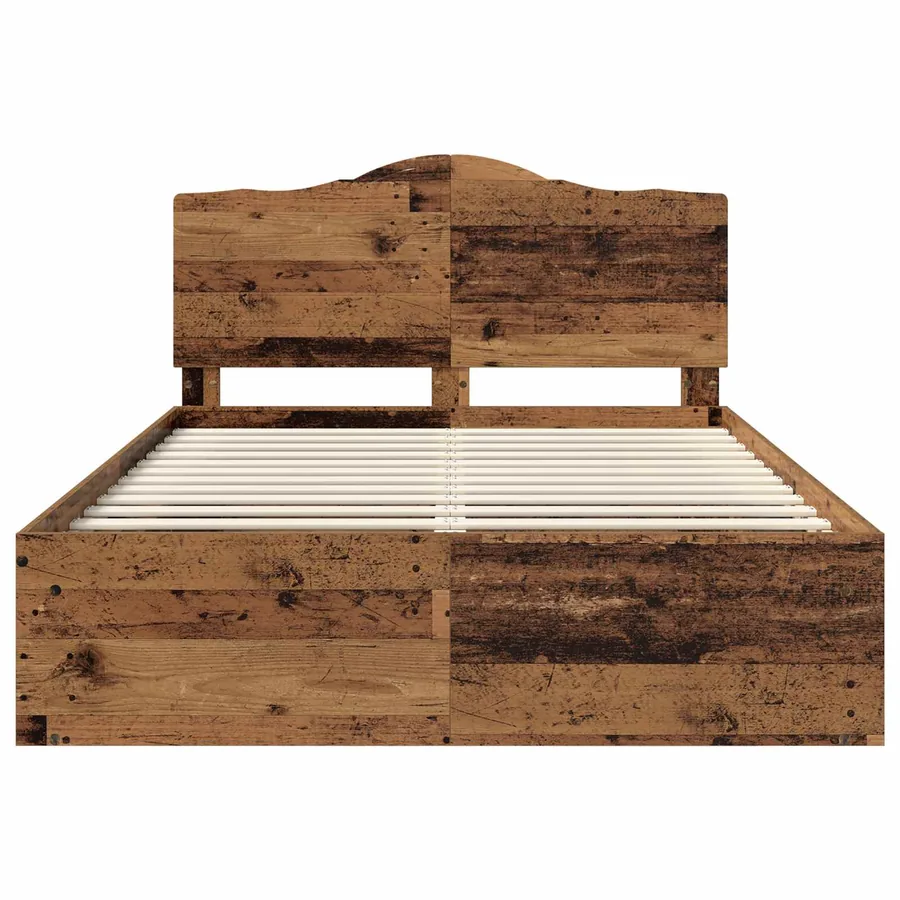 Cadre de lit Bois ancien 140 x 190 cm Pin massif - 7