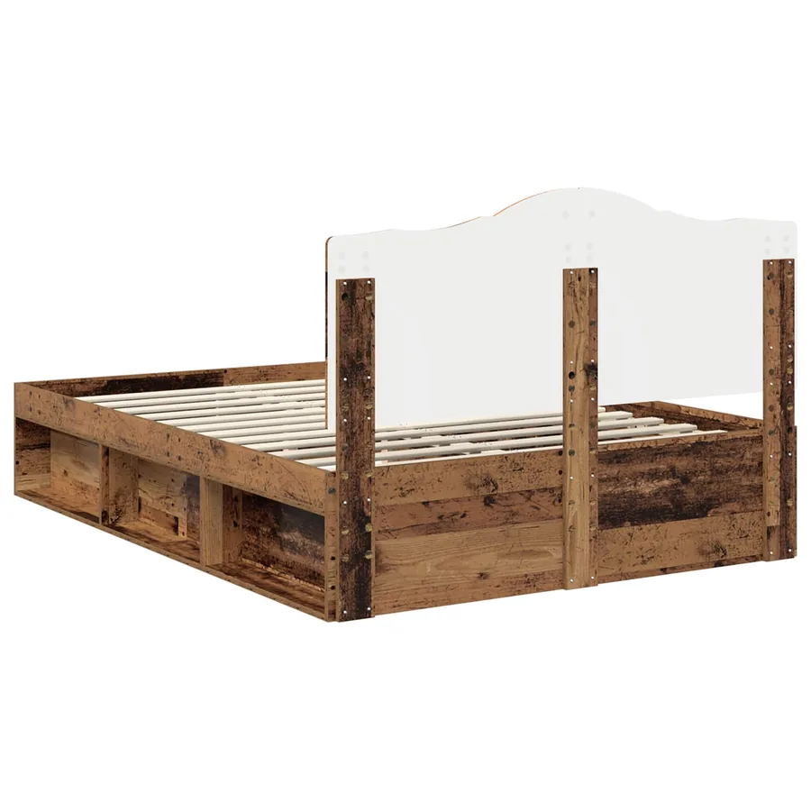 Cadre de lit Bois ancien 140 x 190 cm Pin massif - 9
