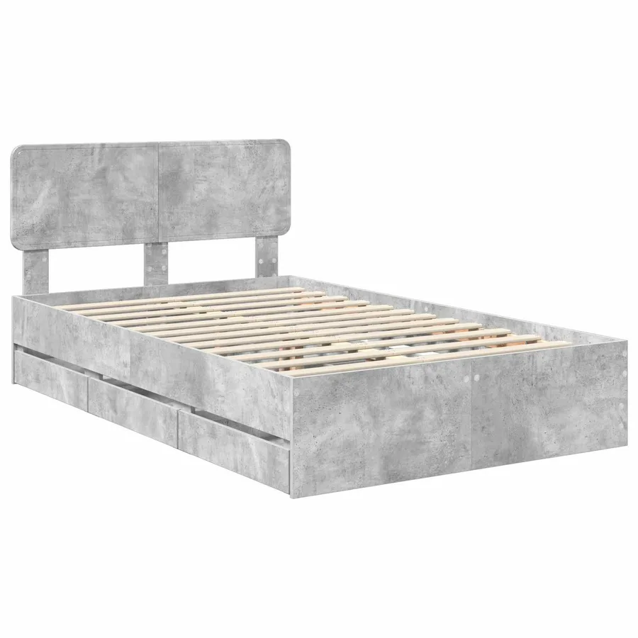 Cadre de lit Gris Béton 120 x 190 cm Bois d’ingénierie - 4