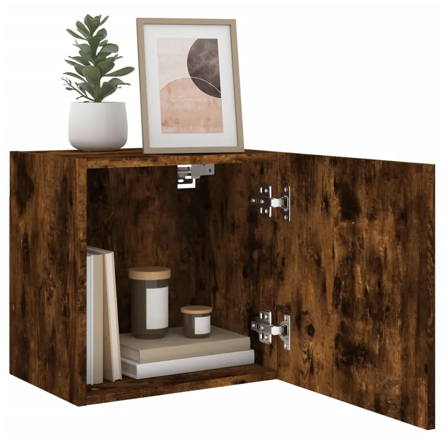 Meuble TV mural chêne fumé 40,5x30x40 cm bois d'ingénierie - 5