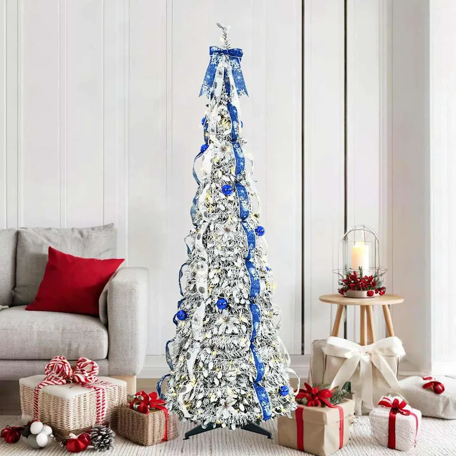 Sapin de Noël artificiel avec 150 LED Blanc 180 cm PVC