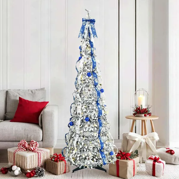 Sapin de Noël artificiel avec 150 LED Blanc 180 cm PVC