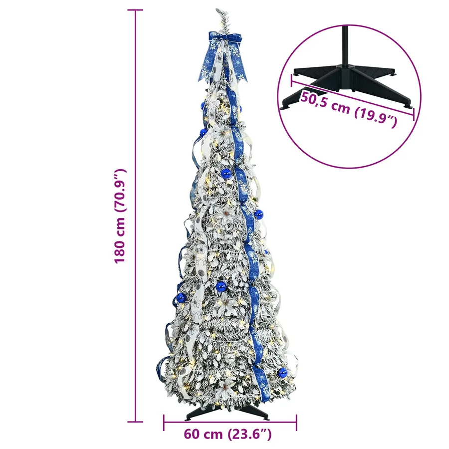 Sapin de Noël artificiel avec 150 LED Blanc 180 cm PVC - 8