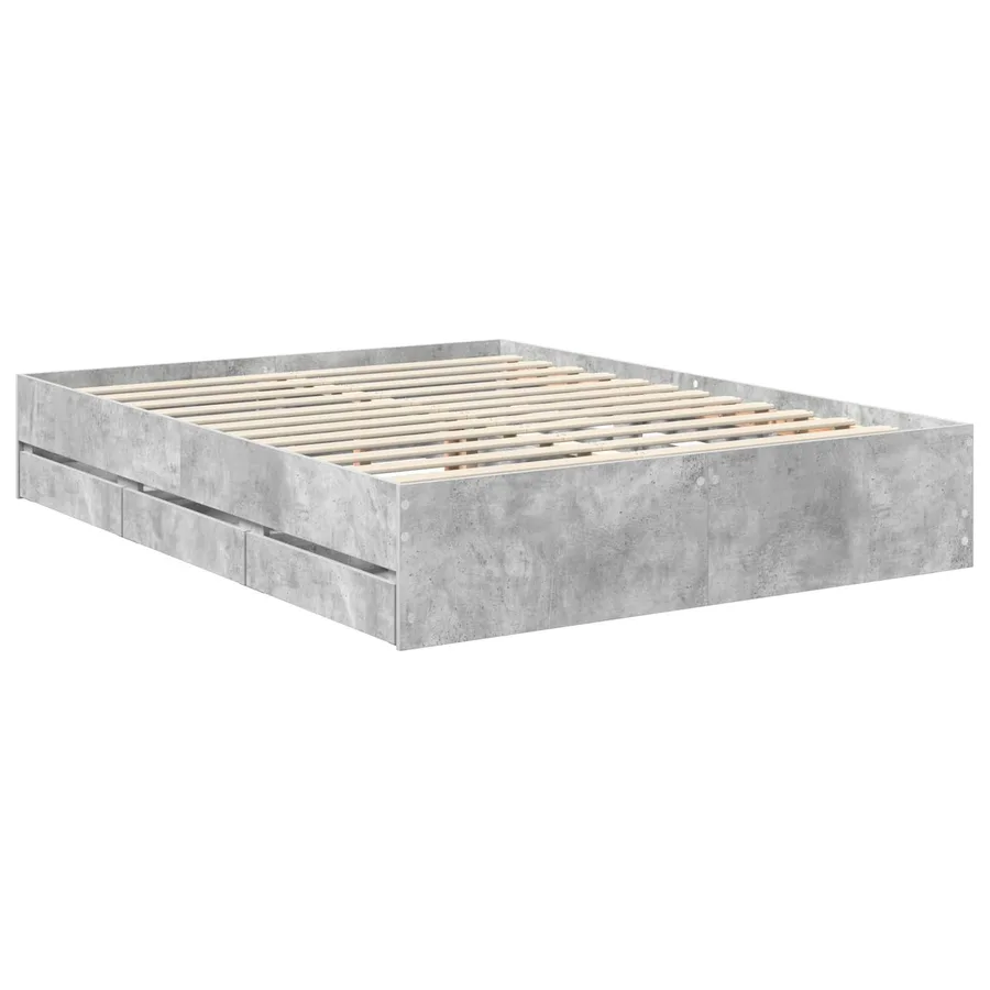 Cadre de lit Gris béton 150 x 200 cm Bois Ingénierie - 6