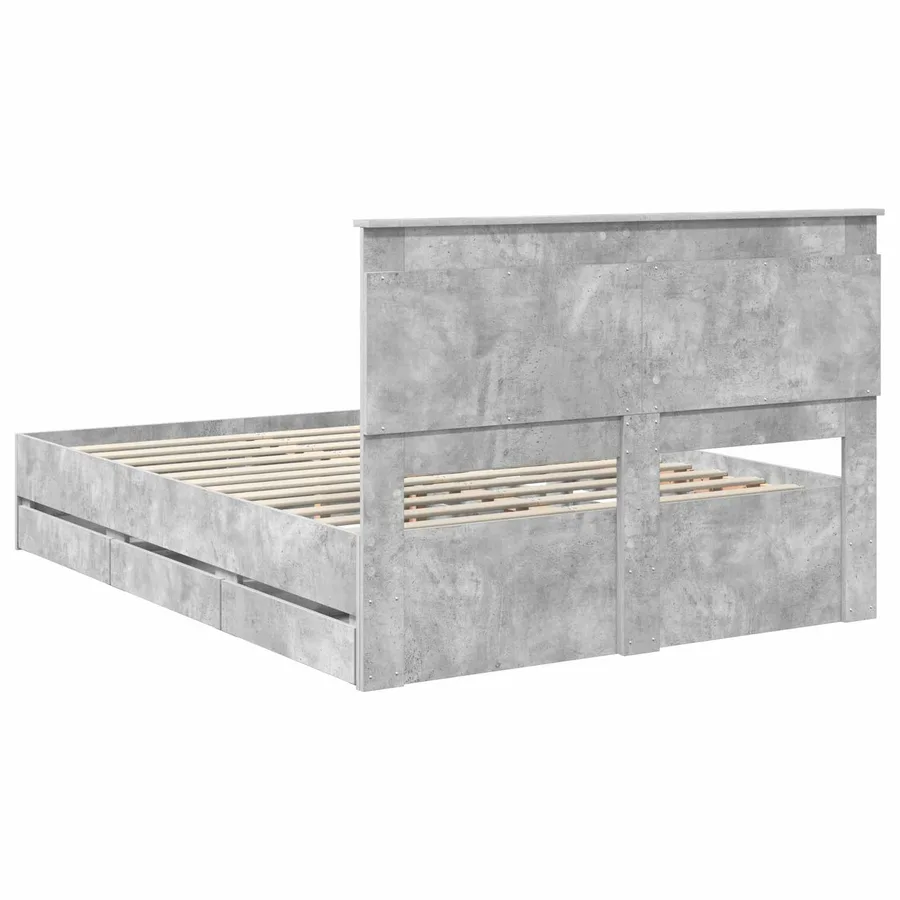 Cadre de lit Gris béton 150 x 200 cm Bois Ingénierie - 8