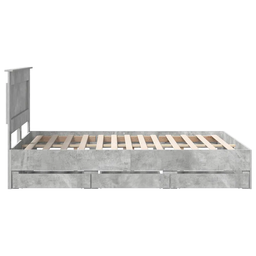 Cadre de lit Gris béton 150 x 200 cm Bois Ingénierie - 9