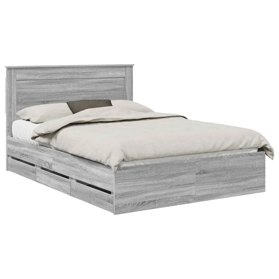 Cadre de lit Gris Sonoma 140 x 190 cm Bois Ingénierie - 2