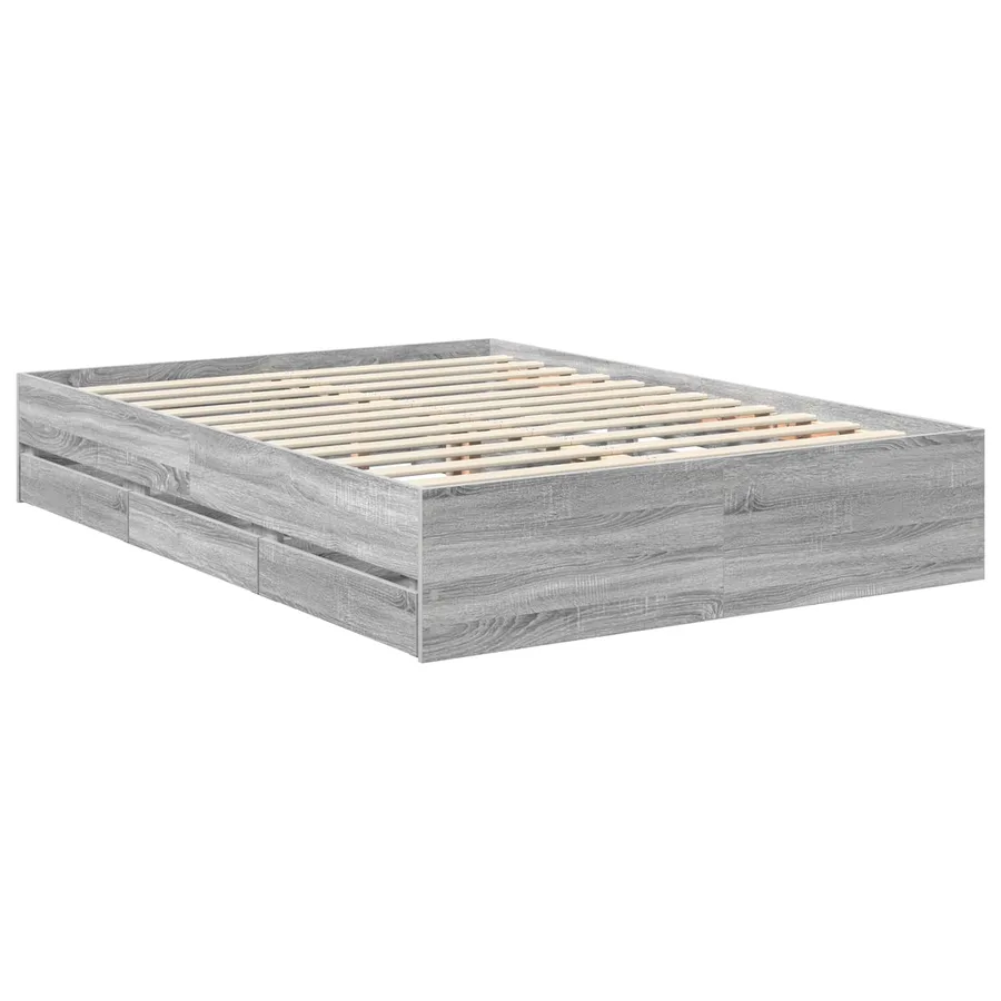 Cadre de lit Gris Sonoma 140 x 190 cm Bois Ingénierie - 6