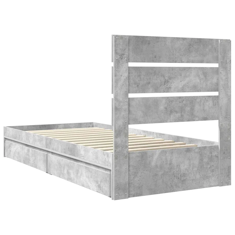 Lit de Rangement Gris béton 90 x 190 cm Bois d'ingénierie - 10