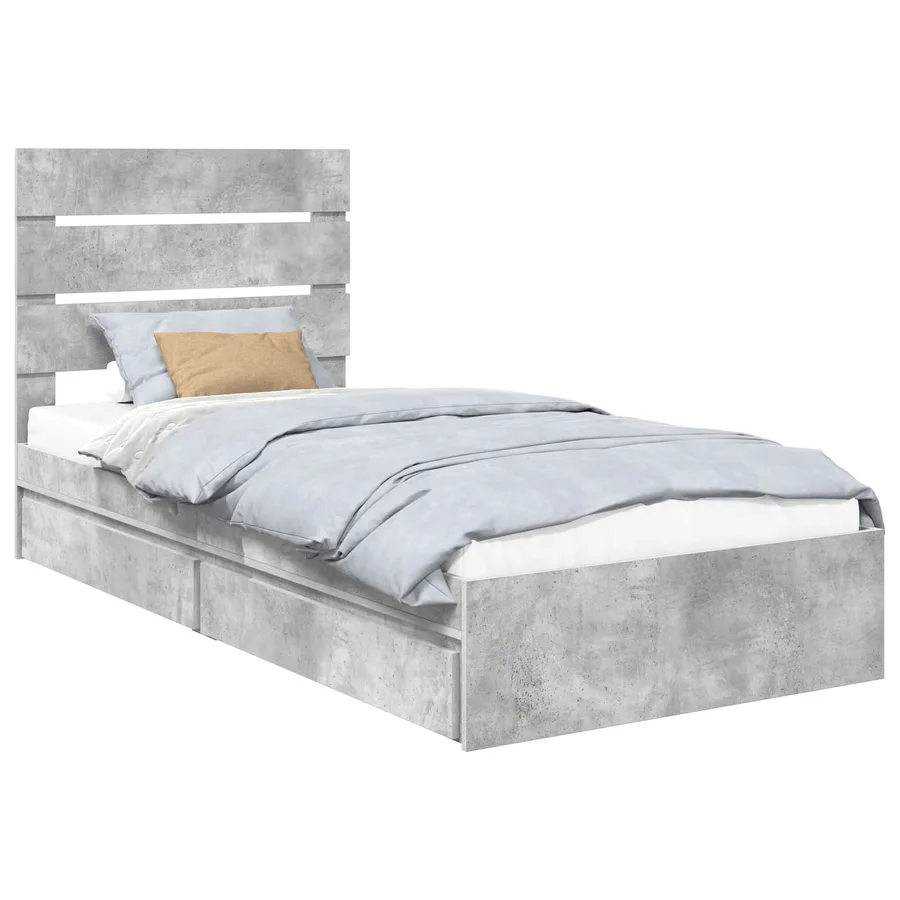Lit de Rangement Gris béton 90 x 190 cm Bois d'ingénierie - 2