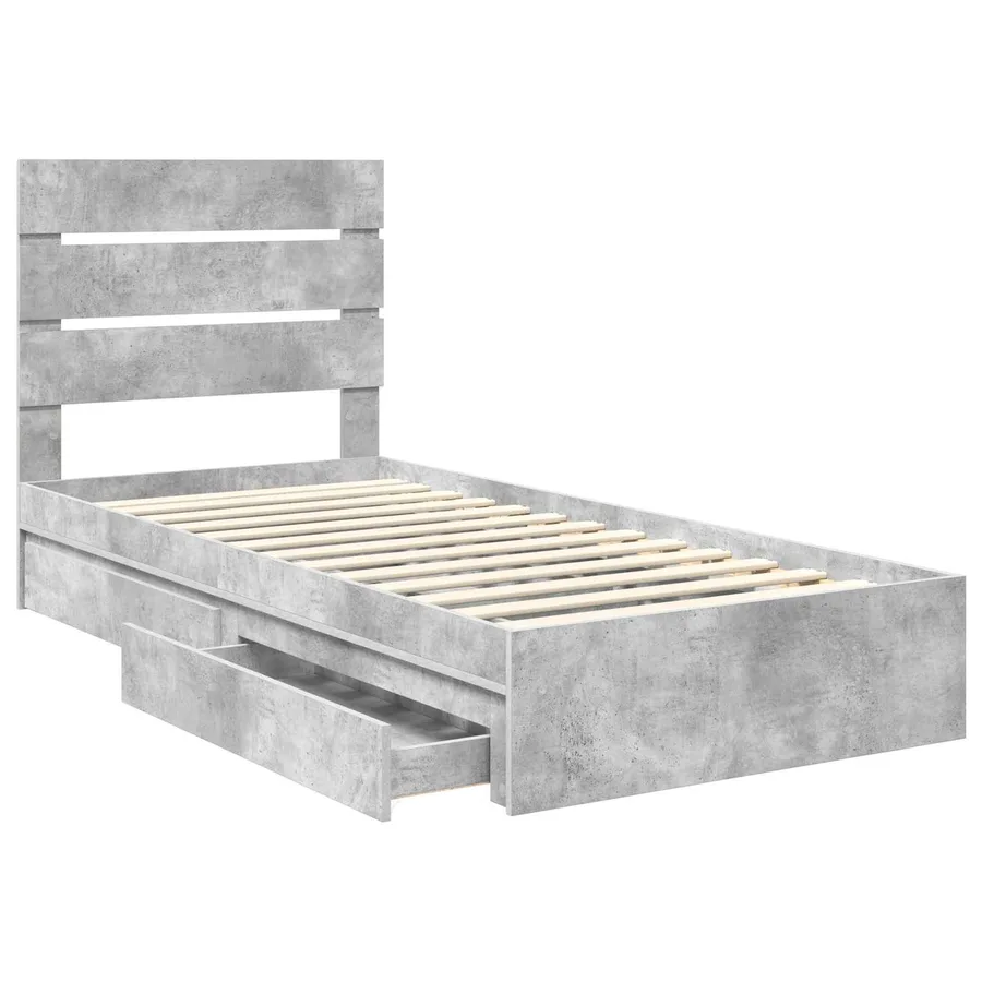 Lit de Rangement Gris béton 90 x 190 cm Bois d'ingénierie - 5