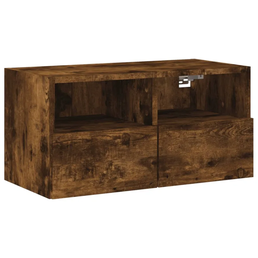 Unités murales TV 4 pcs chêne fumé bois d'ingénierie - 7