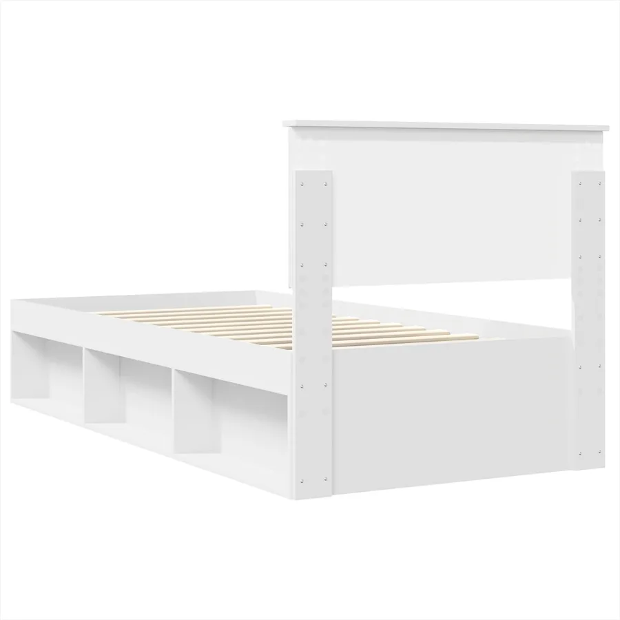 Cadre de lit Blanc 100 x 200 cm Bois d'ingénierie - 9