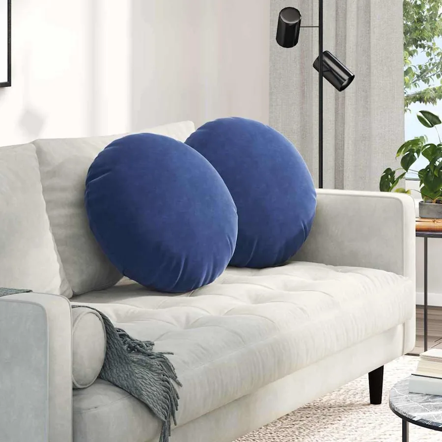 Coussins de siège 2 pcs Bleu police Ø50 x 19 cm Velours