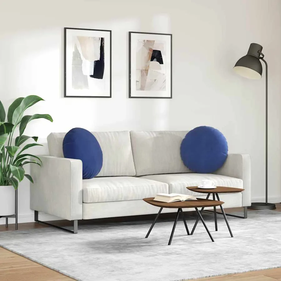 Coussins de siège 2 pcs Bleu police Ø50 x 19 cm Velours - 4