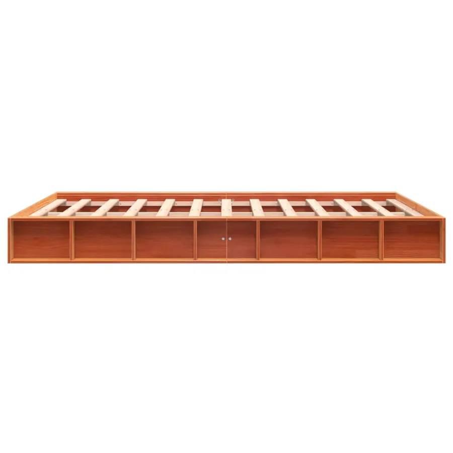 Cadre de lit sans matelas cire marron 150x200cm bois pin massif - 5