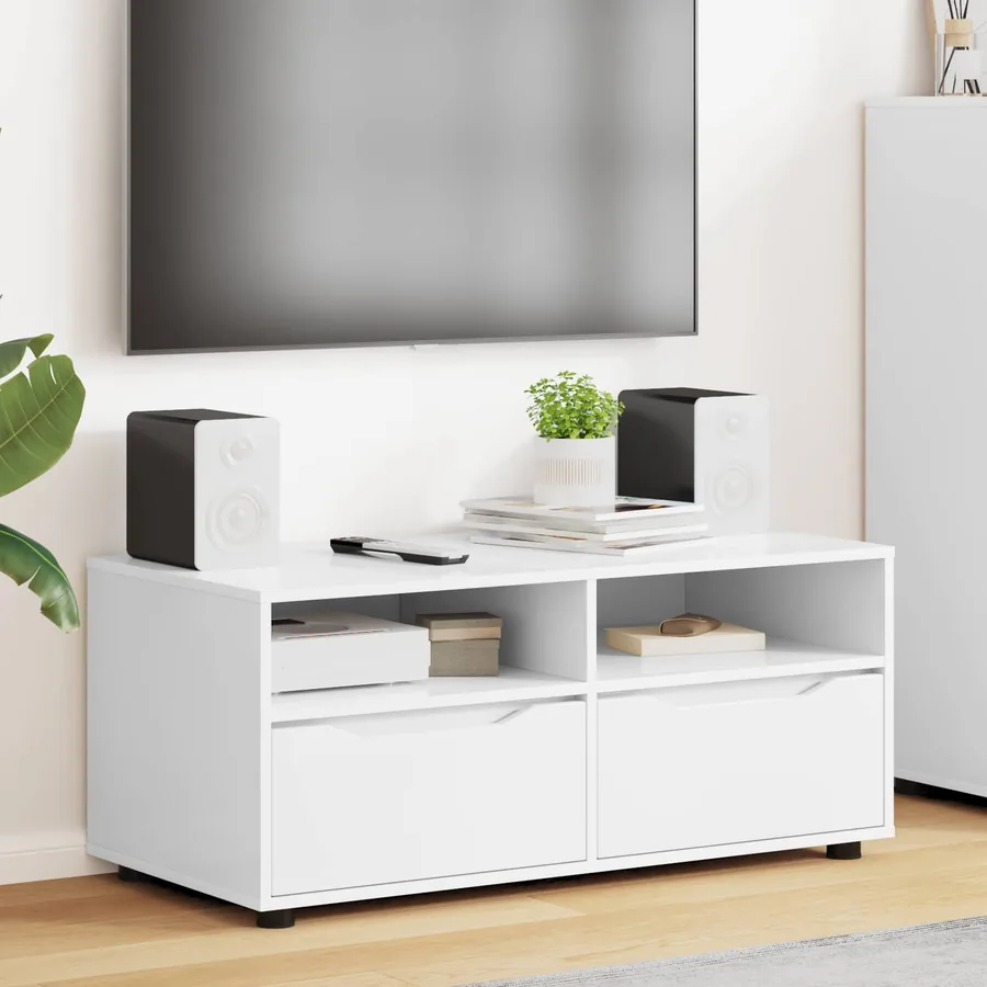 Meuble TV avec tiroir Blanc 100 x 48 x 43 cm Bois d'ingénierie