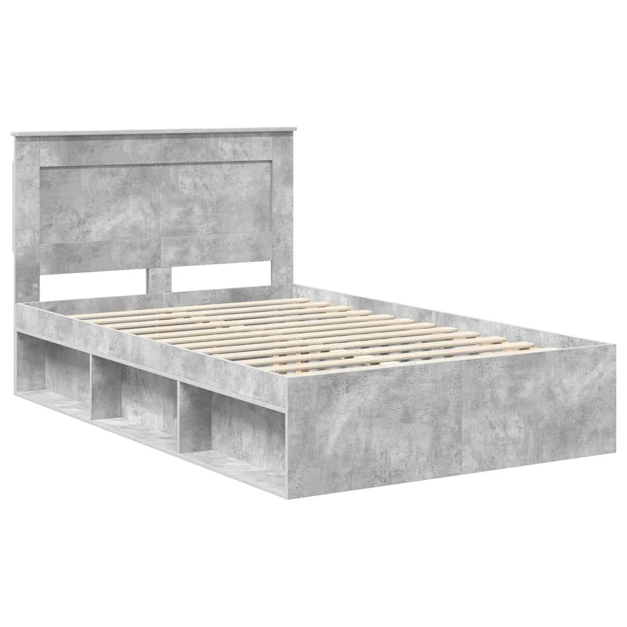 Cadre de lit avec tête de lit Béton 120 x 200 cm Pin massif - 4