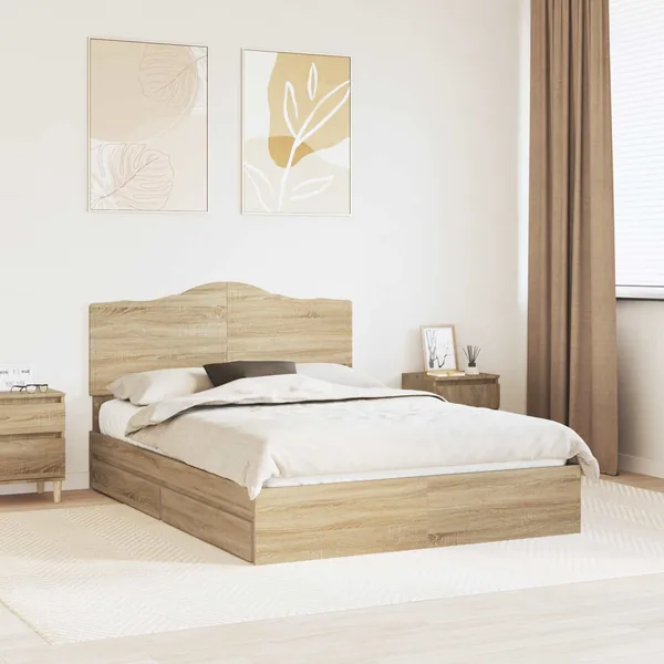 Lit de Rangement Chêne Sonoma 160 x 200 cm Bois d'ingénierie