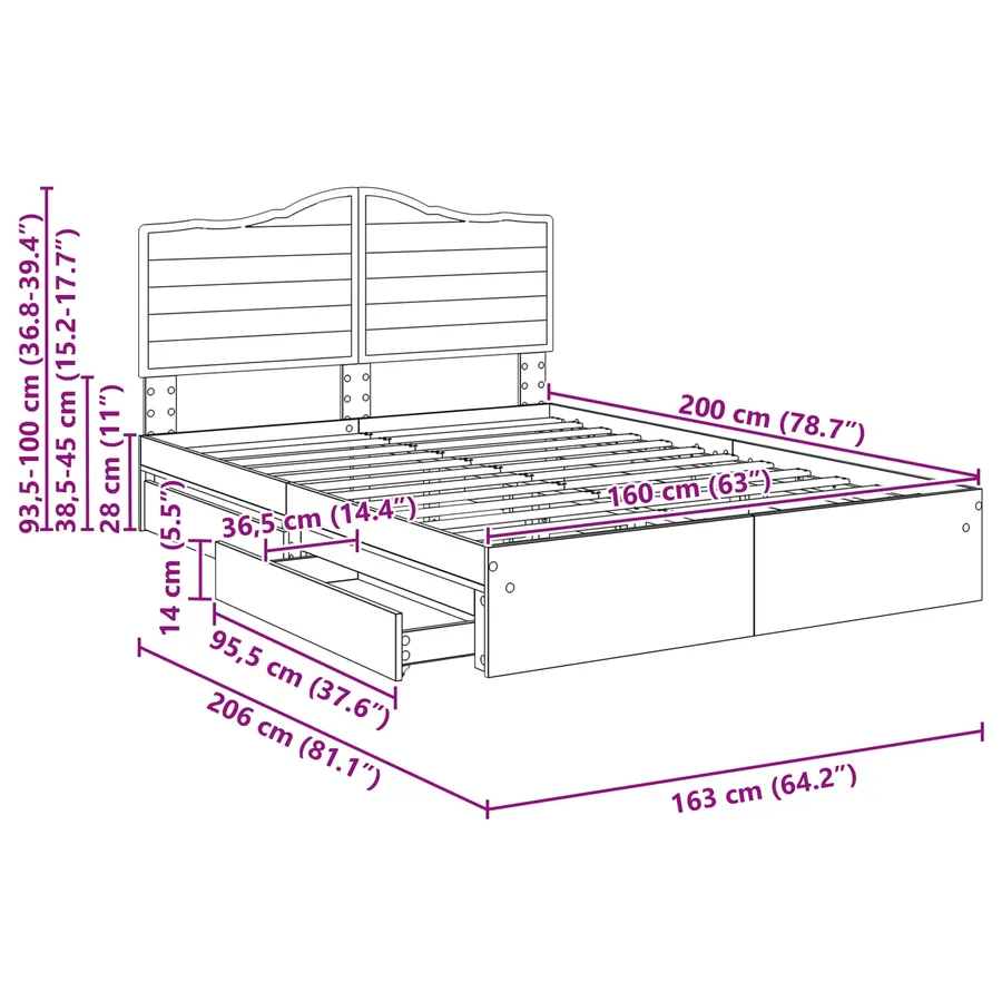 Lit de Rangement Chêne Sonoma 160 x 200 cm Bois d'ingénierie - 14