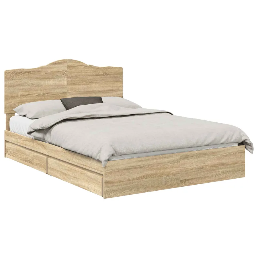 Lit de Rangement Chêne Sonoma 160 x 200 cm Bois d'ingénierie - 2