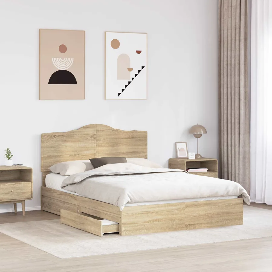 Lit de Rangement Chêne Sonoma 160 x 200 cm Bois d'ingénierie - 3