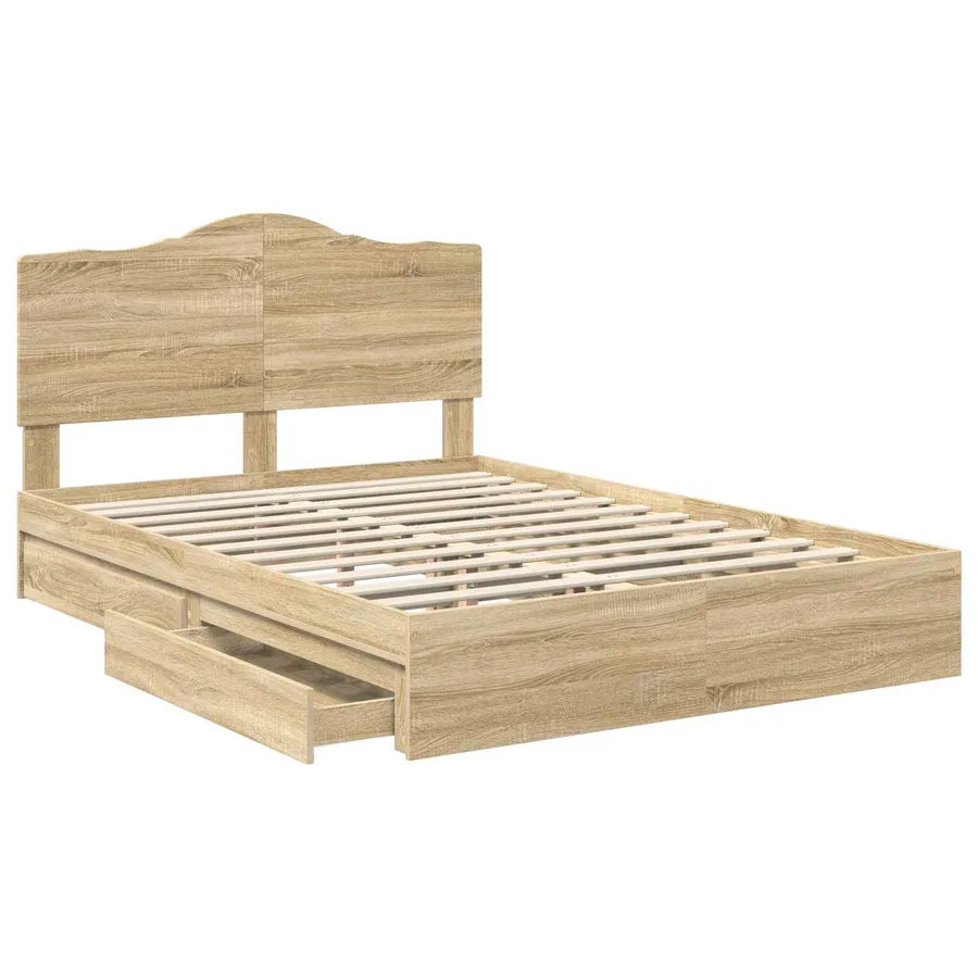 Lit de Rangement Chêne Sonoma 160 x 200 cm Bois d'ingénierie - 5