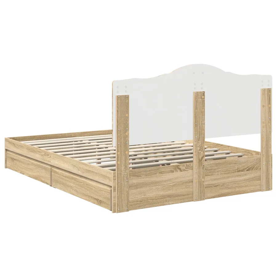 Lit de Rangement Chêne Sonoma 160 x 200 cm Bois d'ingénierie - 8