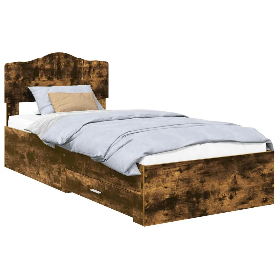 Cadre de lit Chêne fumé 100 x 200 cm Bois d'ingénierie - 2