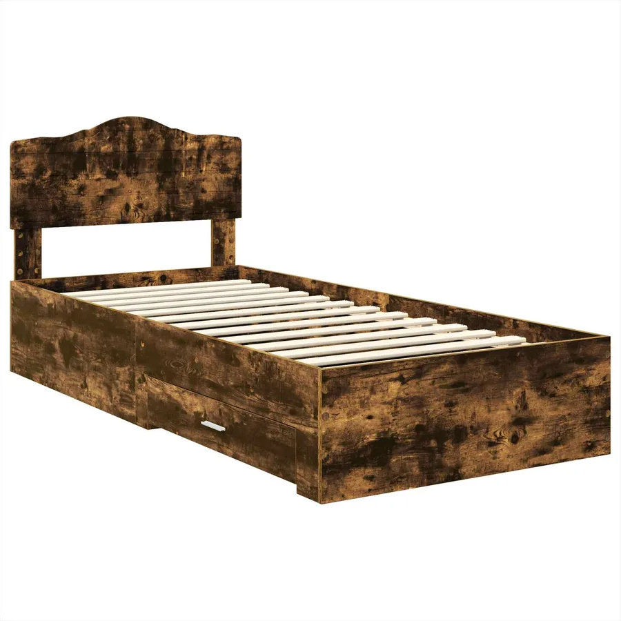 Cadre de lit Chêne fumé 100 x 200 cm Bois d'ingénierie - 4