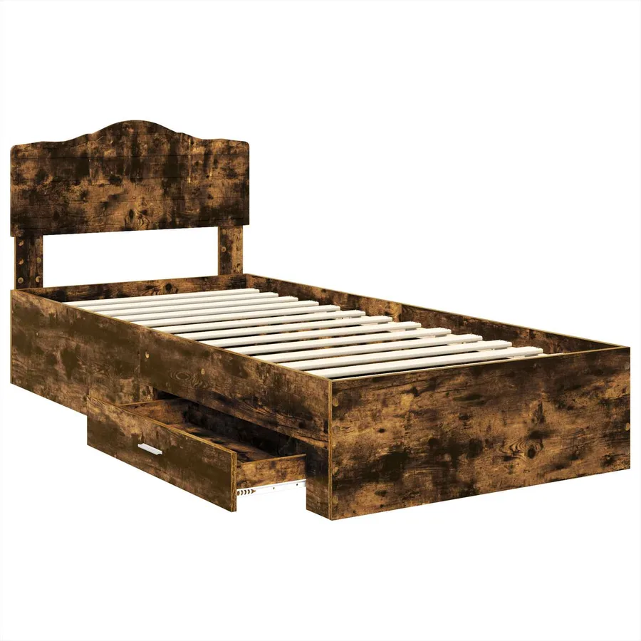 Cadre de lit Chêne fumé 100 x 200 cm Bois d'ingénierie - 5