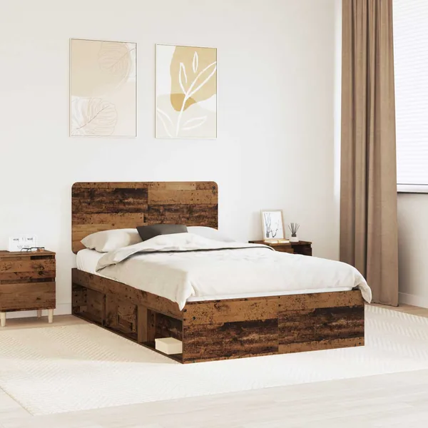 Cadre de lit Bois ancien 135 x 190 cm Bois de pin massif