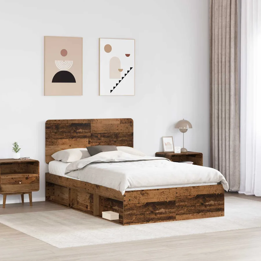 Cadre de lit Bois ancien 135 x 190 cm Bois de pin massif - 3