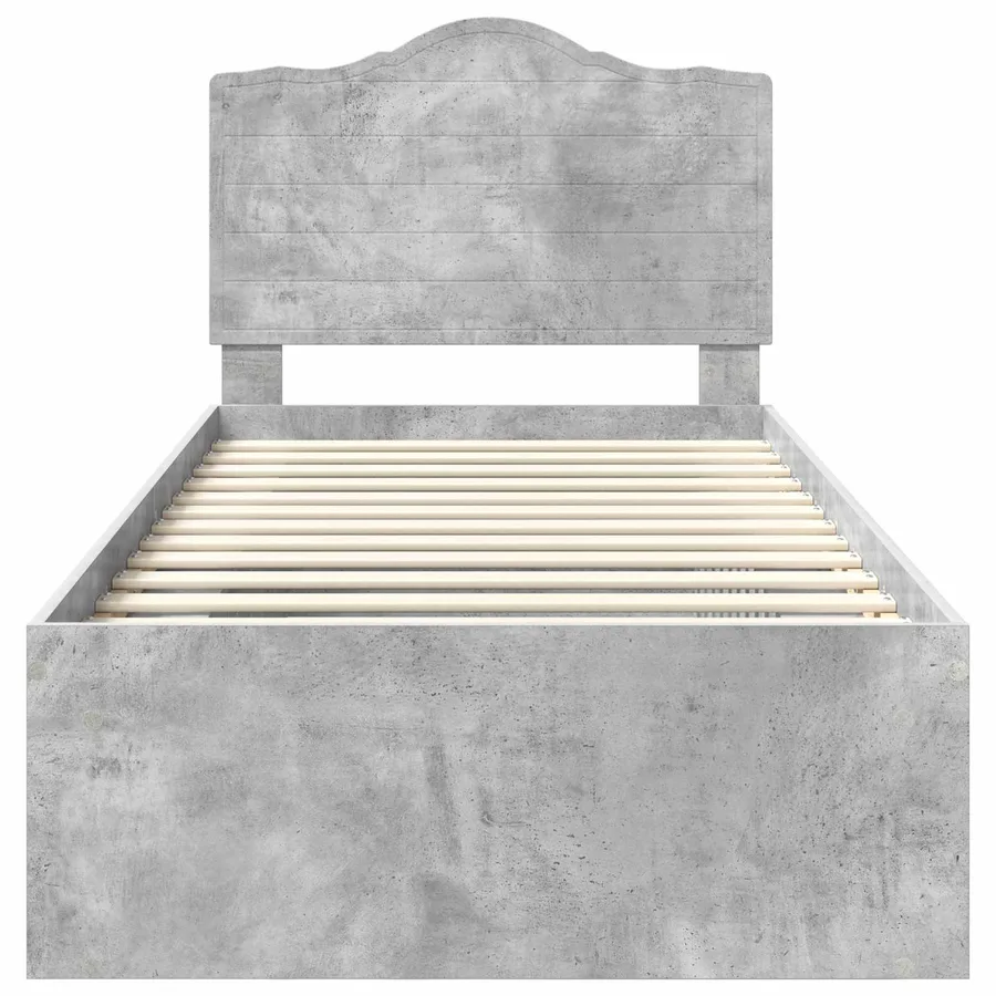 Cadre de lit avec tête de lit Gris Béton 75 x 190 cm Pin massif - 7