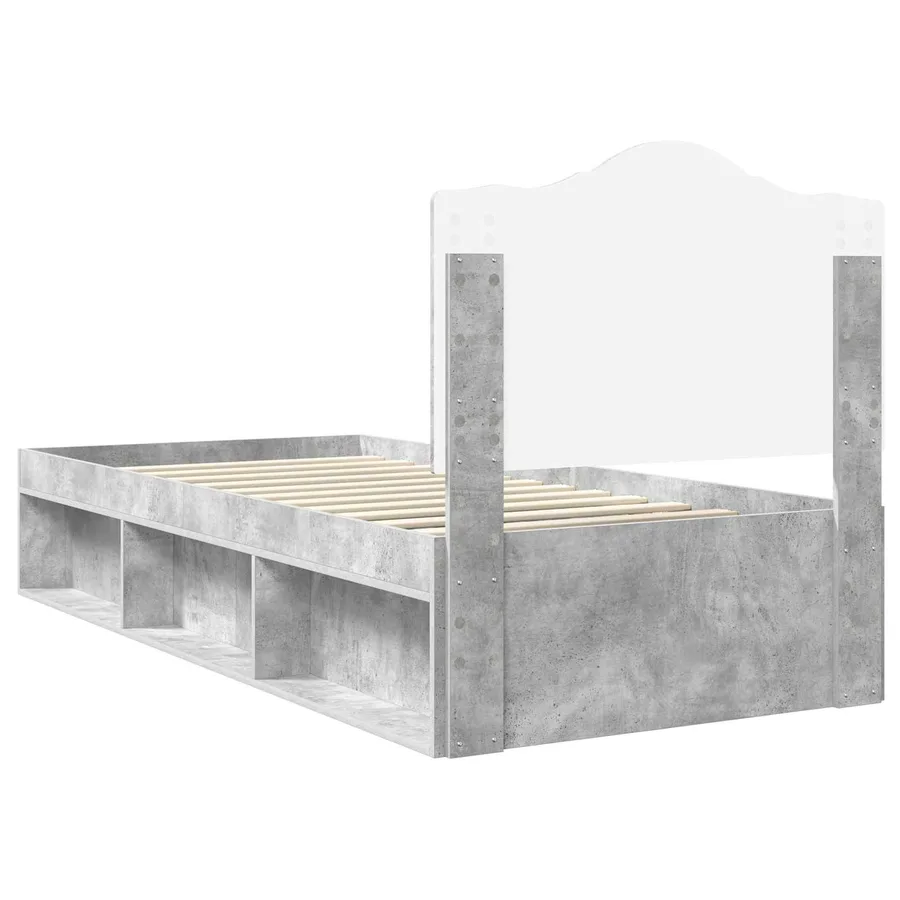 Cadre de lit avec tête de lit Gris Béton 75 x 190 cm Pin massif - 9