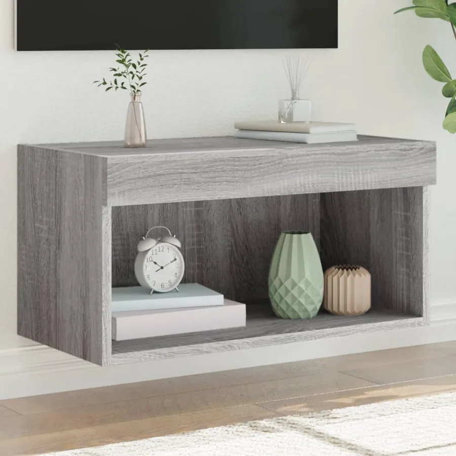 Meuble TV avec lumières LED sonoma gris 60x30x30 cm