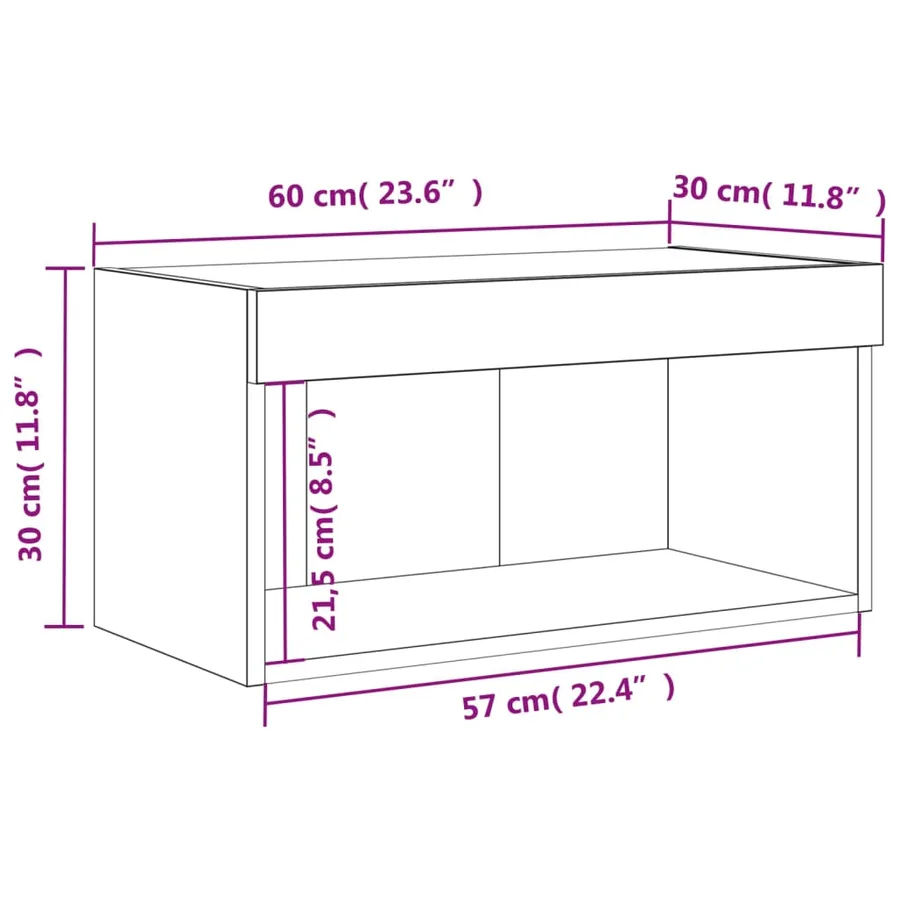 Meuble TV avec lumières LED sonoma gris 60x30x30 cm - 17